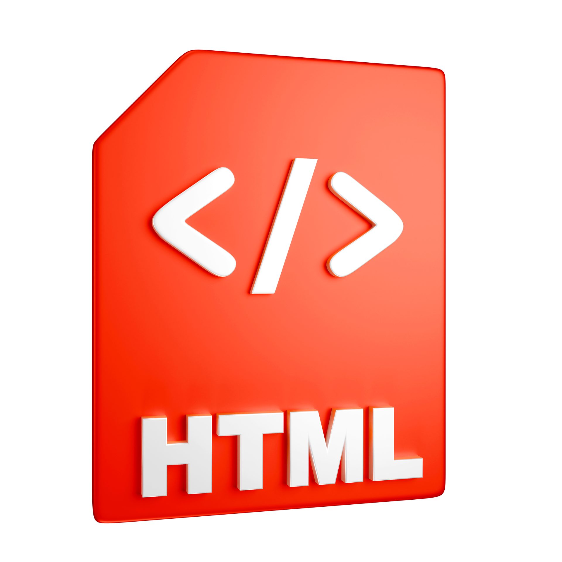 Червона 3D-іконка HTML-файлу з дужками коду — тег у GTM
